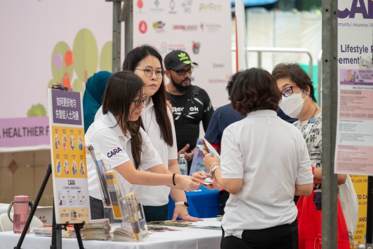 Community partners such as Dementia Singapore interacted with residents to share healthy living tips