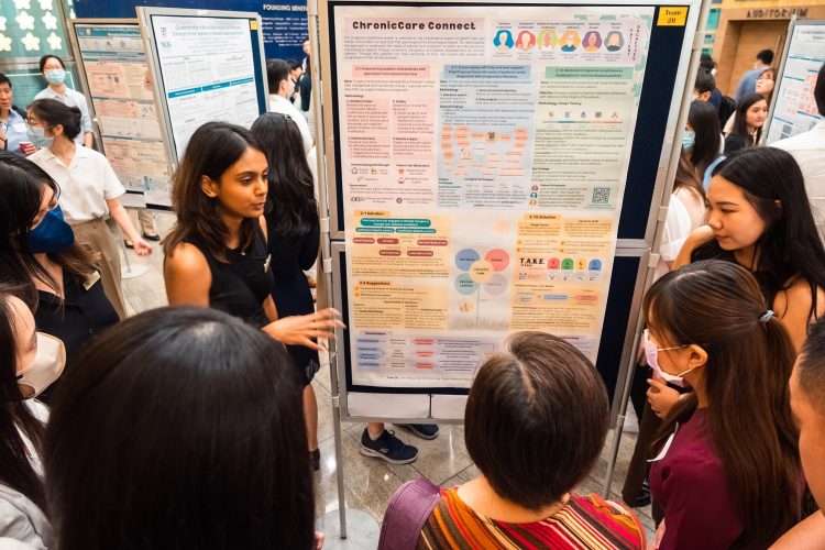 Students connecting with invited Guests, sharing their project insights during the poster viewing session.